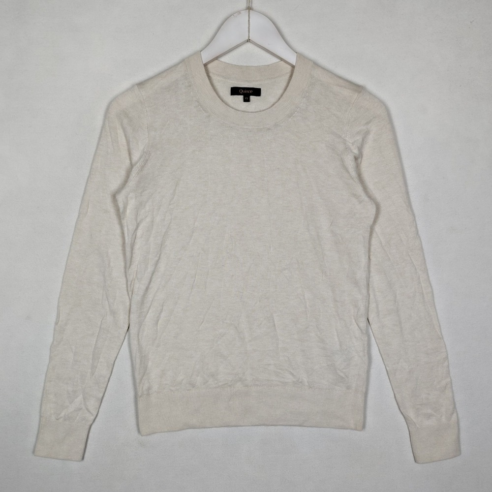 Quince Crewneck Knit Sweater XS Oatmeal Organic Cotton Viscose Cashmere Blend